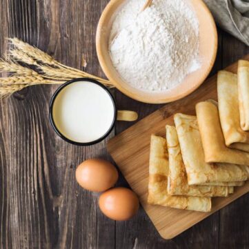 Fresh,Homemade,Crepes,With,Ingredients,And,Ears,Of,Wheat,On